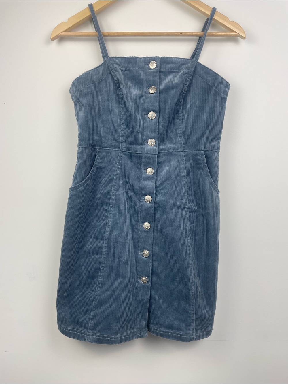 ✨ Love Tree Blue Corduroy Button-Front Mini Dress ✨
